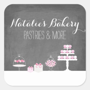 Cuadrada Pegatina de panadería Chalkboard