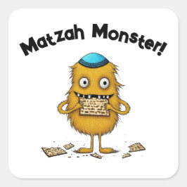 Cuadrada Pegatina de Pascua de Monster Matzah Personalizado