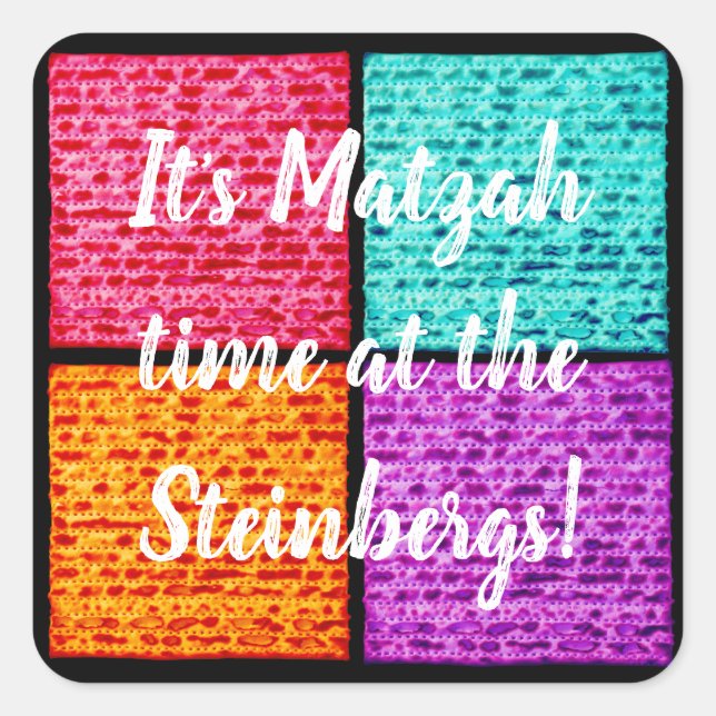 Cuadrada Pegatina de Passover Square Funny Matzahs (Anverso)