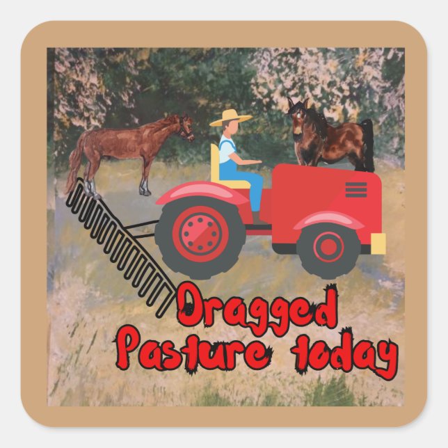 Cuadrada Pegatina de pasto dragado (Anverso)