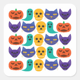 Cuadrada Pegatina de patrón de Halloween