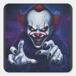 Cuadrada Pegatina de Payaso Aterrador