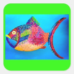Cuadrada Pegatina de peces