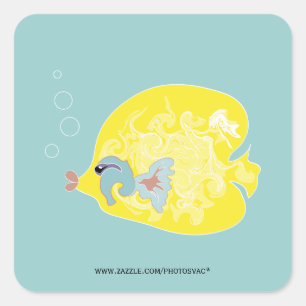 Cuadrada Pegatina de peces amarillos