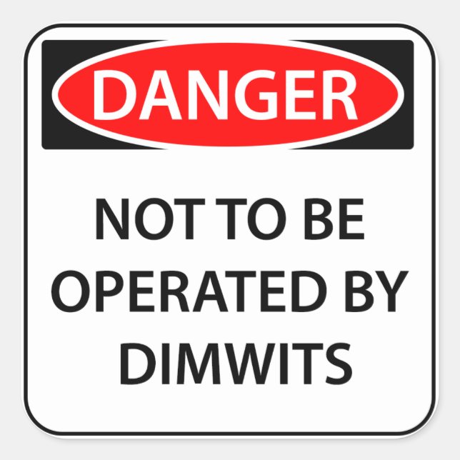 Cuadrada Pegatina de peligro de comedia (Anverso)