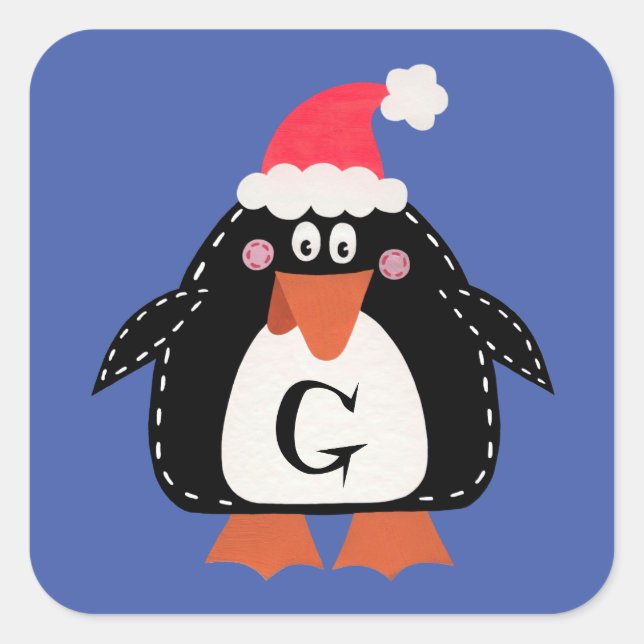 Cuadrada Pegatina de Penguin Square Navidades personalizado (Anverso)