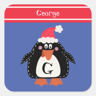 Cuadrada Pegatina de Penguin Square Navidades personalizado