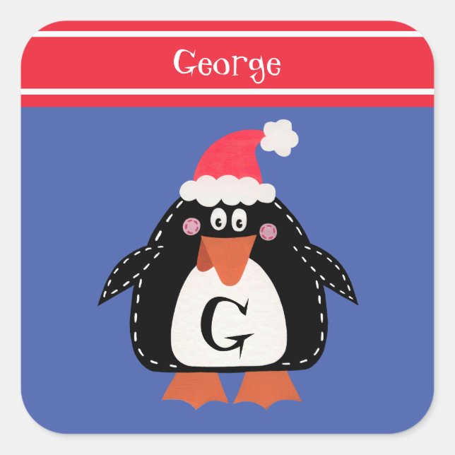 Cuadrada Pegatina de Penguin Square Navidades personalizado (Anverso)