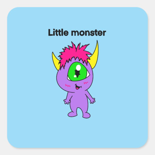 Cuadrada Pegatina de pequeño monstruo (Anverso)