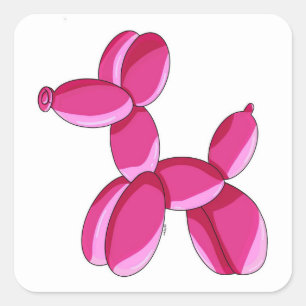 Cuadrada Pegatina de perro con globo rosa