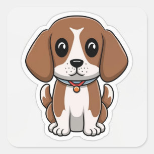 Cuadrada Pegatina de perro de beagles
