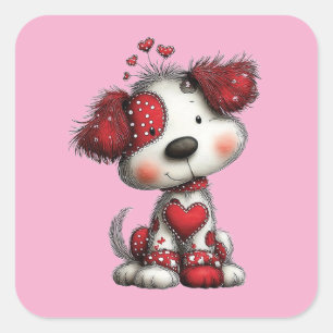 Cuadrada Pegatina de perro lindo de 3 pulgadas – Diseño Kaw