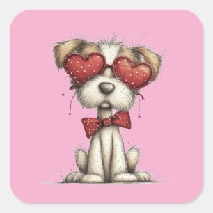 Cuadrada Pegatina de perro lindo de 3 pulgadas – Diseño Kaw