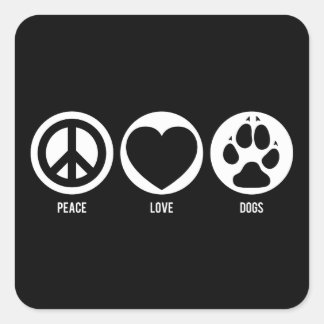 Cuadrada Pegatina de Perros de Amor por la Paz