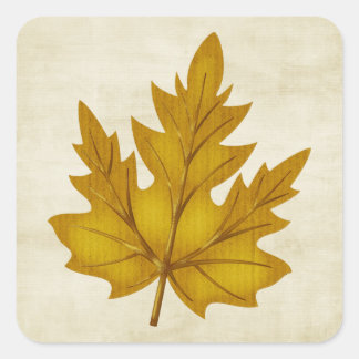 Cuadrada Pegatina de Personalizable de Leaf Dorado de la te