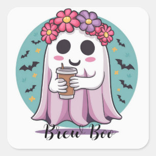 Cuadrada Pegatina de Personalizado rosado de café con golos