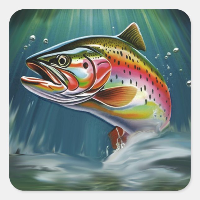 Cuadrada Pegatina de pesca, entusiastas de la pesca (Anverso)