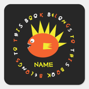 Cuadrada Pegatina de pescado asustado personalizado