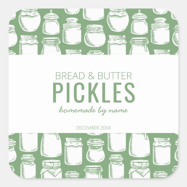 Cuadrada Pegatina de Pickle Casero (Anverso)