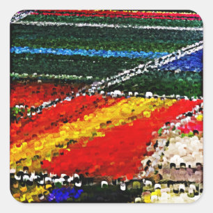 Cuadrada Pegatina de pintura de campo de flores coloridas