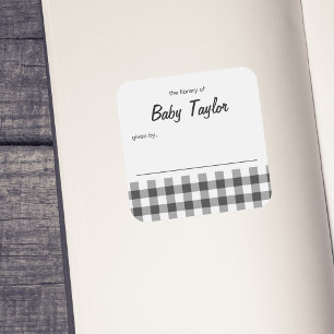 Cuadrada Pegatina de placa de Baby Shower de plástico rígid