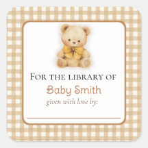 Pegatina de placa de Baby Shower Plush Teddy Bear