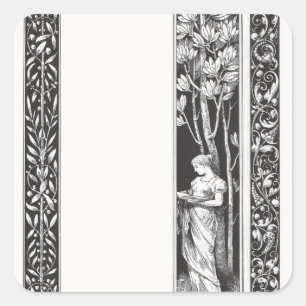 Cuadrada Pegatina de placa de biblioteca