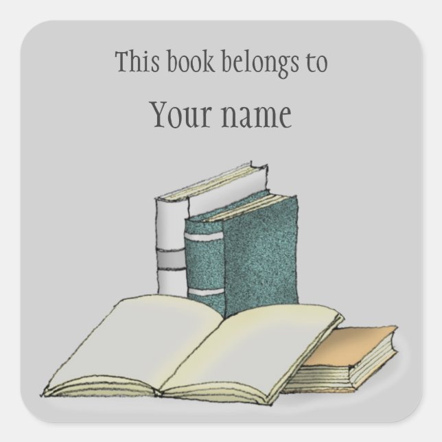 Cuadrada Pegatina de placa de biblioteca personalizada (Anverso)