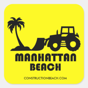 Cuadrada Pegatina de playa de construcción