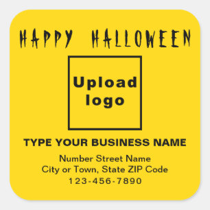 Cuadrada Pegatina de plaza amarilla de Halloween Business