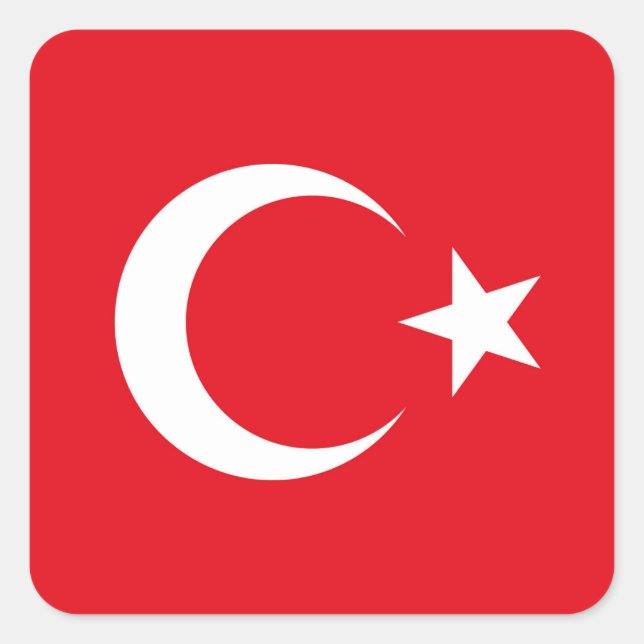 Cuadrada Pegatina de Plaza de la Bandera de Turquía (Anverso)