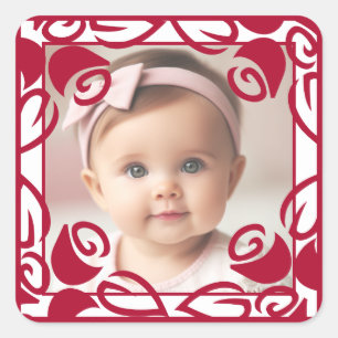 Cuadrada Pegatina de Plaza de la Foto Personalizada de Rosa