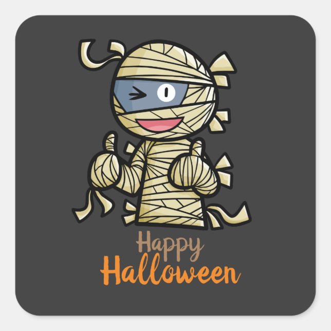 Cuadrada Pegatina de Plaza de la Muñeca Feliz (Anverso)