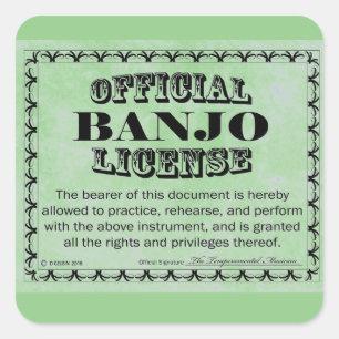 Cuadrada Pegatina de Plaza de Licencia Banjo