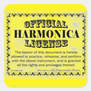 Cuadrada Pegatina de Plaza de Licencia de Harnonica