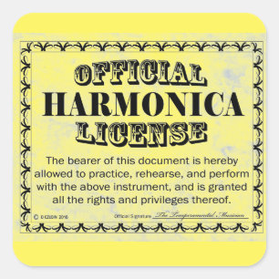 Cuadrada Pegatina de Plaza de Licencia de Harnonica