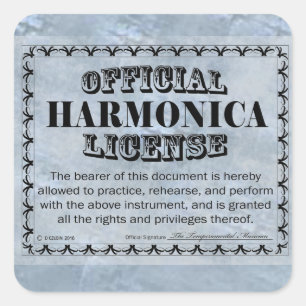 Cuadrada Pegatina de Plaza de Licencia de Harnonica