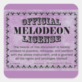 Cuadrada Pegatina de plaza de licencia de Melodeon