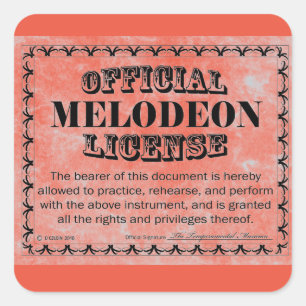 Cuadrada Pegatina de plaza de licencia de Melodeon