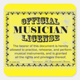 Cuadrada Pegatina de Plaza de Licencia de Músico