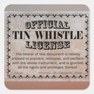 Cuadrada Pegatina de Plaza de Licencia de Silbato de Tin