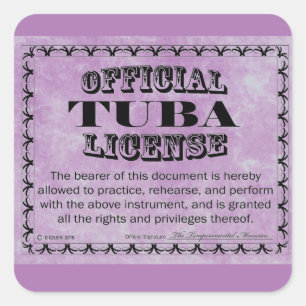 Cuadrada Pegatina de Plaza de Licencia de Tuba