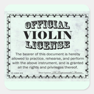 Cuadrada Pegatina de Plaza de Licencia de Violín
