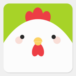 Cuadrada Pegatina de plaza de pollo blanco