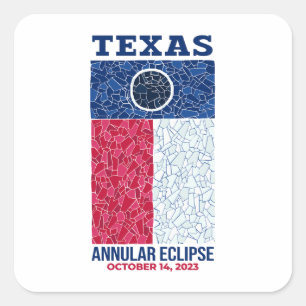 Cuadrada Pegatina de Plaza Eclipse Annular de Texas