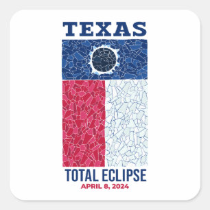 Cuadrada Pegatina de Plaza Eclipse Total de Texas