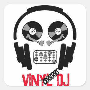 Cuadrada Pegatina de Plaza Vinyl DJ