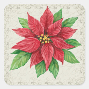 Cuadrada Pegatina de Poinsettia - SRF