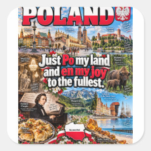 Cuadrada Pegatina de Polonia