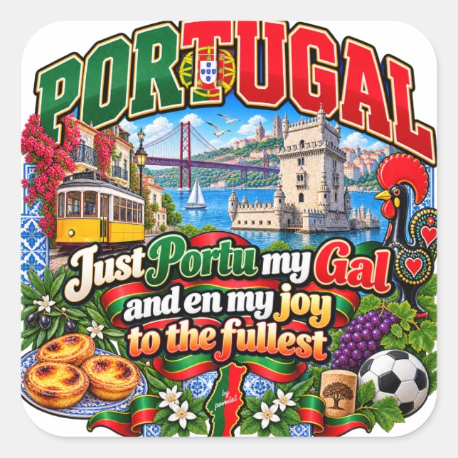 Cuadrada Pegatina de Portugal (Anverso)
